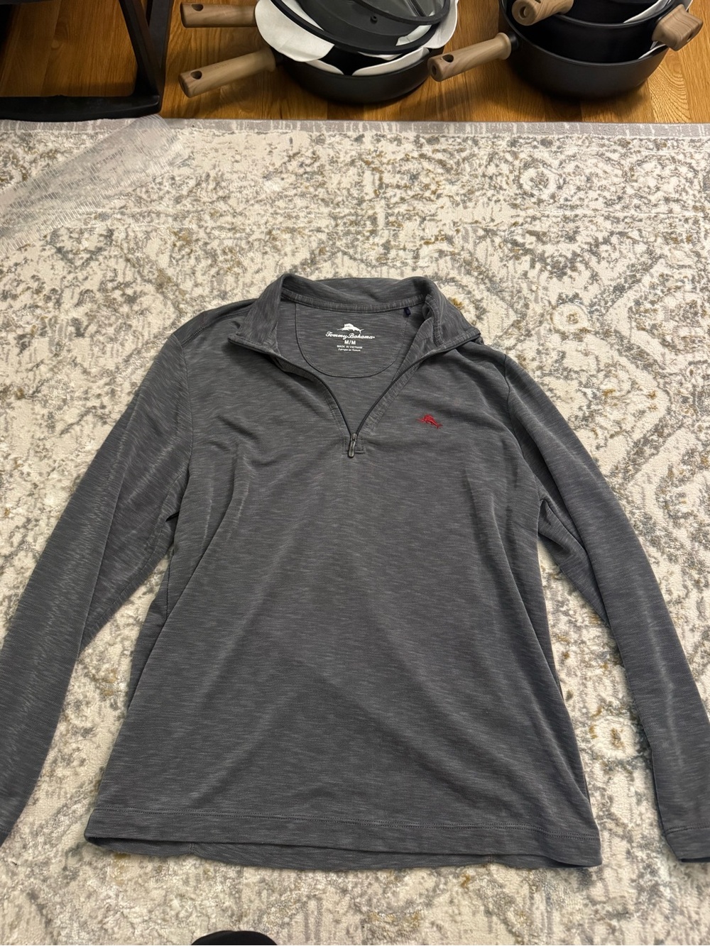 Men's Tommy Bahamas Quarter-Zip Pullover Sweater - Charcoal Gray